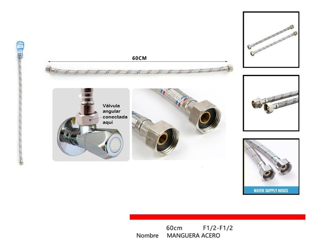 Flexible Agua Calefont 60 Cms 1/2 Hi X 1/2 Hi Alta Presion
